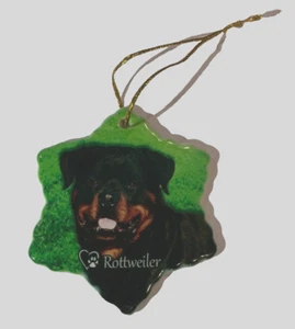 Nuevo adorno de Navidad con forma de estrella de porcelana para perro Rottweiler - Imagen 1 de 1