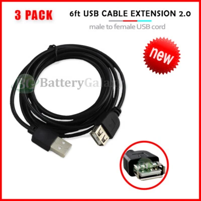 3X USB 6FT Extension Cable for Android Phone Samsung Galaxy Note 1 2 3 4 5 7 8 - Image 1 of 4