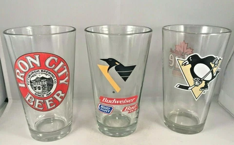 Pittsburgh Pirates Penguins Steelers Beer Pint Glass Bud Miller Cover