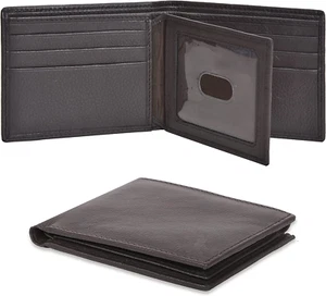 Herren-Geldbörse aus echtem Leder mit Doppelfaltung - Portemonnaie mit 9 Kreditkarten 1 Ausweisfenster - Bild 1 von 12