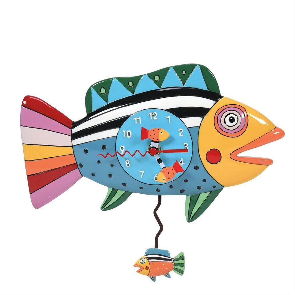 Allen Designs 6014454 Rainbow Fish Pendulum Wall Clock 6.5" - Image 1 of 1