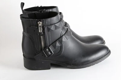 Rebecca Minkoff Quincy 橡胶踝靴 靴子 黑色 雨防水 Moto 尺寸 9 — 第 1/4 张图片