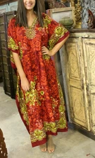 Red Long Kaftan Kimono Maxi Dress Plus Size Caftan Gown Nightdress Kimono Women