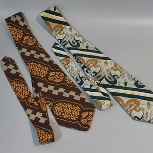 Cravatte larghe vintage set di 2 uomo 4" grasso brutto poliestere discoteca funky anni 60 70 - Foto 1 di 6