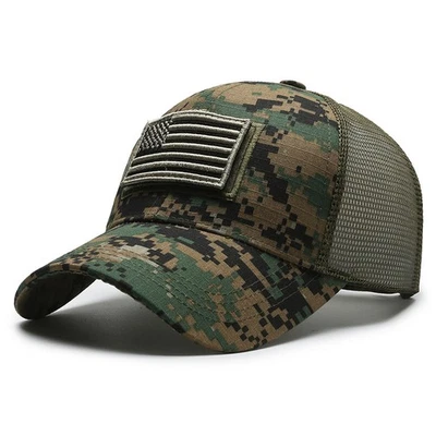 Gorra de béisbol bandera de Estados Unidos parche desmontable malla táctica ejército gorras sombreros estadounidenses para hombres Foto 1 de 4