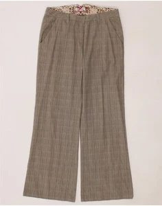 WHITE STUFF Womens Flare Chino Trousers UK 12 Medium W34 L32 Beige Check PD02 - Picture 1 of 3