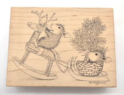 Stampa Rosa On Dasher On Dancer марка 449J дом мышь Рождество 2000 олень - Изображение 1 из 4