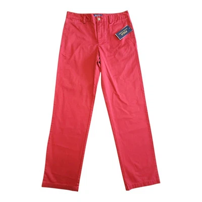 NWT Polo Ralph Lauren Chino Pants Boys 14 Red Flat Front Slash Pocket Cotton - Image 1 of 4