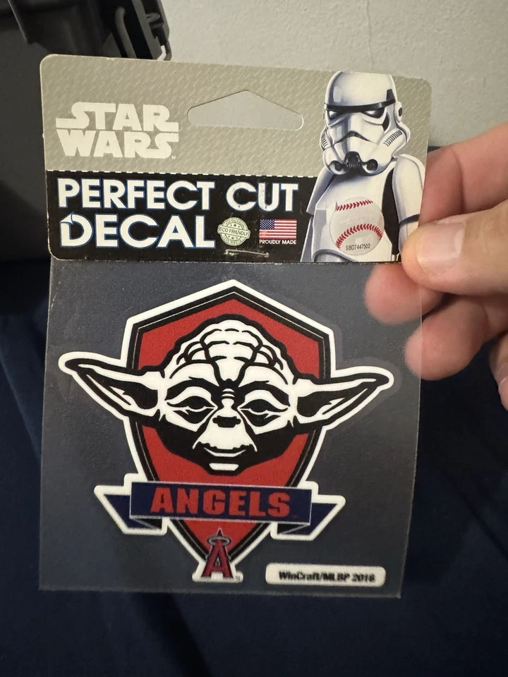 Los Angeles Angels Star Wars Yoda 4x4 Perfect Cut Decal MLB - Image 1 of 1