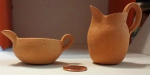 Milchkännchen & Krug Set Unglasiert Vintage Terrakotta Mexikanische Miniaturen 1:12 - Bild 1 von 4