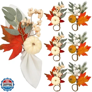 Juego de 6 servilletas de acción de gracias Teenyyou calabaza hoja de arce artificial - Imagen 1 de 5