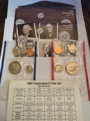 1985 P and D United States Mint uncirculated coin set with OGP and COA. 10-Coins - Image 1 of 4
