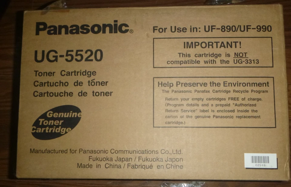 Cartucho de tóner negro genuino OEM Panasonic UG-5520 para UF-890/UF-990 Foto 1 de 1