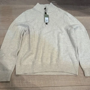 GOODFELLOW MENS LARGE OATMEAL SWEATER NEW MOCK NECK - Picture 1 of 8