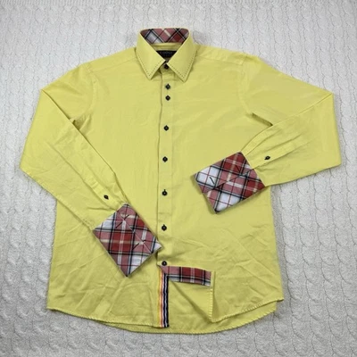 Coogi classic button up Shirt Men’s Size L-16 34-35 Yellow French Flip Cuffs - Image 1 of 4
