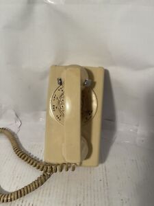 Vintage Western Electric Bell System Yellow/beige Rotary Dial Wall Telephone
