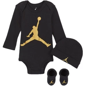Jordan Baby 3-Piece Set - MJ0263 K5X - Black / Metallic Gold - Size: 6-12 Months - Picture 1 of 15