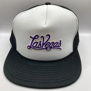 VTG 80s 90s Las Vegas Mesh Trucker Snapback Hat Cap Purple Embroidery OSFM EUC - Picture 1 of 12