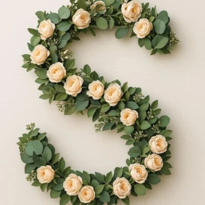 Guirlanda de eucalipto artificial, 6 pés de seda falsa folhas de eucalipto videiras feitas à mão G - Imagem 1 de 3