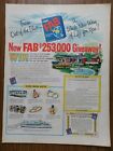 1961 Fab Laundry Soap Ad $253,000 Giveaway 1962 Ford Falcons Squire & Futura