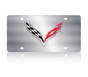 Placa de licencia de acero inoxidable espejo Corvette C7 - Imagen 1 de 2