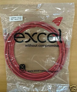 3M Solid Cat6 Excel Ethernet RJ45 Cable LAN Network Data Broadband Modem PC RED - Picture 1 of 4
