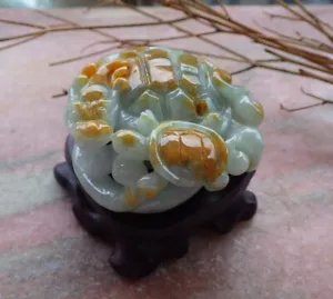 Certified Yellow Burma Natural A Jade jadeite Display Dragon Turtle 龙龟 555705 AS - Picture 1 of 10