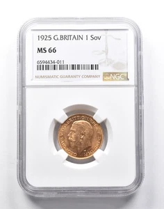 MS66 1925 Great Britain 1 Sovereign Gold Coin NGC *0069 - Picture 1 of 3