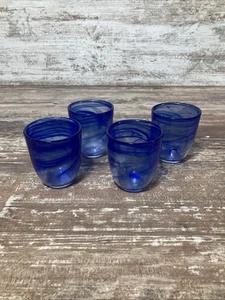 Set 4 Bicchieri Vietri Blu Cobalto/Chiaro Vortice Infusi Old Fashioned - Foto 1 di 9