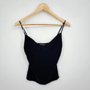 Vintage 90s Y2K Top Womens Xsmall Velvet Cowl Neck Silk Whimsigoth Fairy Grunge - Picture 1 of 6