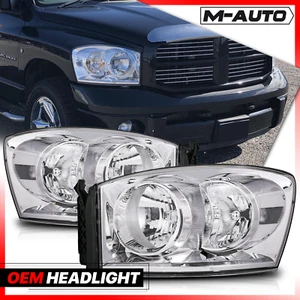 Pair L+R Chrome Clear Corner Headlight Lamp for 2006-2009 Ram 1500 2500 3500 - Picture 1 of 7