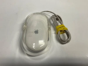 Apple Mac Pro Mouse Genuine Wired Optical M5769 EMC 1967 Clear White Good Works - Picture 1 of 2