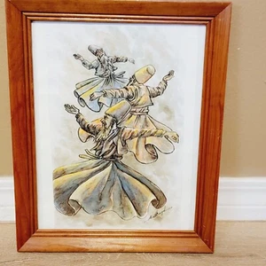 Vintage Turkish Watercolor Painting with Dancers Signed - Picture 1 of 17