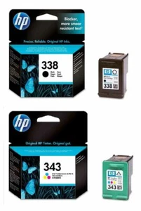 UNVERPACKTE HP 338 + 343 Black & Tri-Colour Tintenpatronen (C8765EE + C8766EE) - Bild 1 von 4