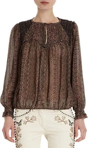 $785 NWOT ISABEL MARANT "Wita" Smocked Silk Blouse SZ 42 RUNWAY PIECE!! Boho Top - Picture 1 of 8