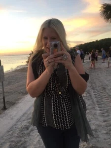 Who What Wear Shirt Größe L transparent schwarz-weiß Chiffon - Bild 1 von 4