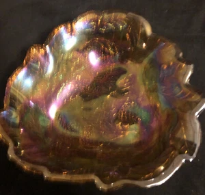 Vintage Merigold Carnival Glass Dish With Grape Pattern - Picture 1 of 4