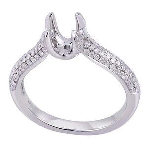 18K Weißgold 0,40Ct Solitär mit Akzenten Diamant Ringfassung (Größe) - Bild 1 von 5