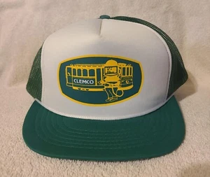 Vintage 1980's Trucker Hat Clemco Snapback Adjustable Rope Cap Mesh Subway Car - Picture 1 of 15