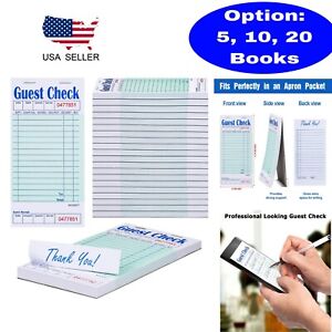 Guest Check Receipt Book Notepad Invoice Stub for Food Order 50 Sheets/Pad