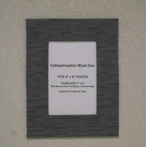 Designer Photo Frame Fabric Cloth Frame Dark Gray Woodlike Frame fits 4x6 Photo - Picture 1 of 6