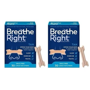 Breathe Right Strips Set of 2 30 Large Tan Strips 60 Total Strips FC3 - Picture 1 of 4