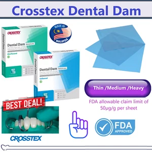 Presa de goma dental látex natural delgada mediana calibre pesado 6""x6"" / 5""x5 - Crosstex - Imagen 1 de 13