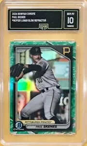 2024 BOWMAN CHROME - LUNAR GLOW #BCP125 - PAUL SKENES - ROOKIE GMA 10 GEM MINT - Foto 1 di 1