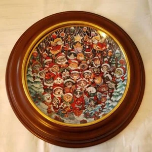 Franklin Mint - "SANTA CLAWS" Katzenerbstück Teller von Bill Bell - mit Holzrahmen - Bild 1 von 3