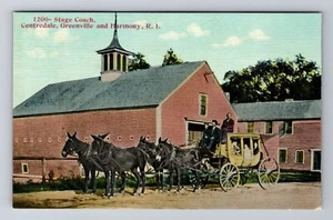 Harmony RI-Rhode Island, Postkutsche, Centredale, Antik, Vintage Postkarte - Bild 1 von 2