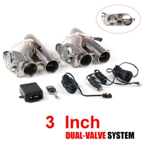 2×3" 76mm Electric Exhaust Dual Valve Cutout Downpipe Y Pipe Wireless Remote - Picture 1 of 8