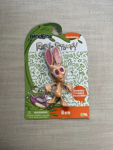 Ren and Stimpy REN Bend-Ems Figurine 90s Cartoon Nickelodeon NEW SEALED Rare HTF Cover