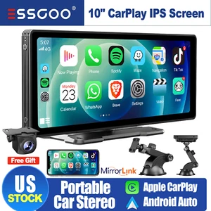10.26" Wireless CarPlay Portable Car Stereo Radio IPS Screen Head Unit MP5 + AHD - Picture 1 of 14