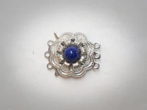 Dreireihige Schließe, echter Lapislazuli, Silber 835 - Picture 1 of 5